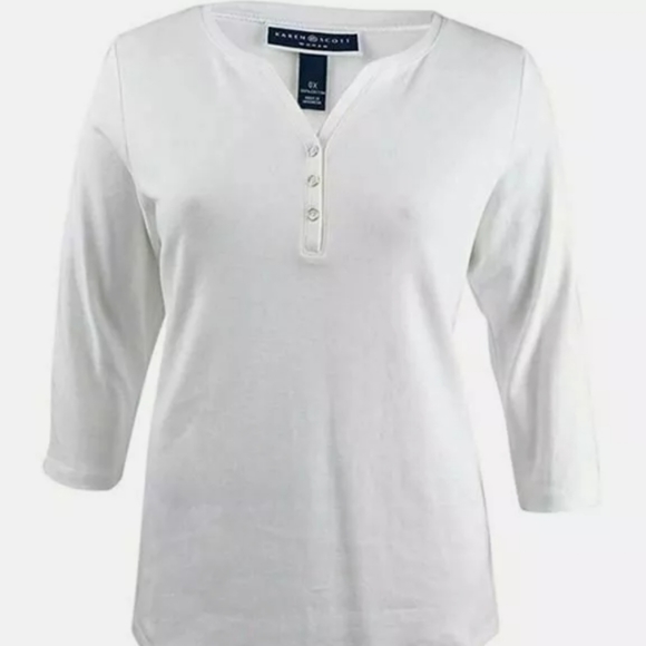 Karen Scott Tops - Karen Scott White Henley top